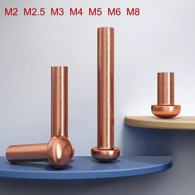 Solid Button Round Head Rivets 2mm 2.5mm 3mm 4mm 5mm 6mm 8mm Copper Dome Rivet