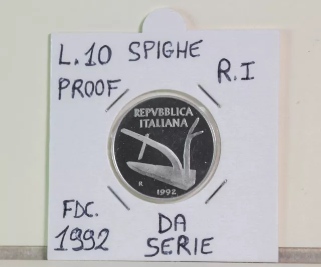 Repubblica Italiana: 10 lire anno 1992 Proof  da serie divisionale