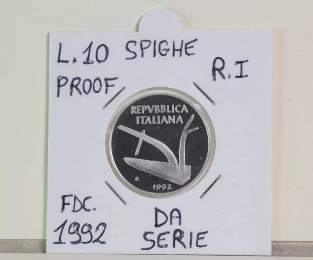 Repubblica Italiana: 10 lire anno 1992 Proof da serie divisionale Repubblica Italiana: 10 lire anno 1992 Proof da serie divisionale