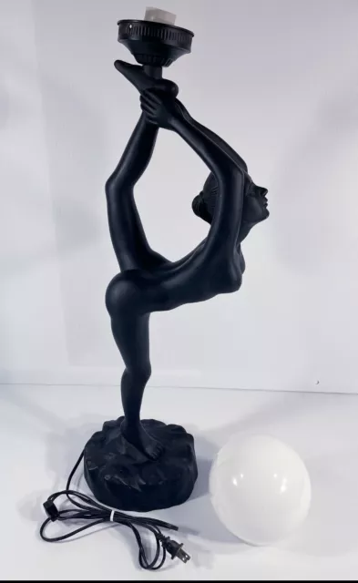 Vintage 34" Black Nude Erotica Lady Globe Figural Accent Lamp MCM Art Deco Works