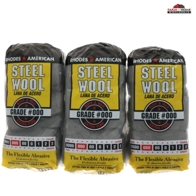 (3) Rhodes American Steel Wool Grade #000 ~ NEW