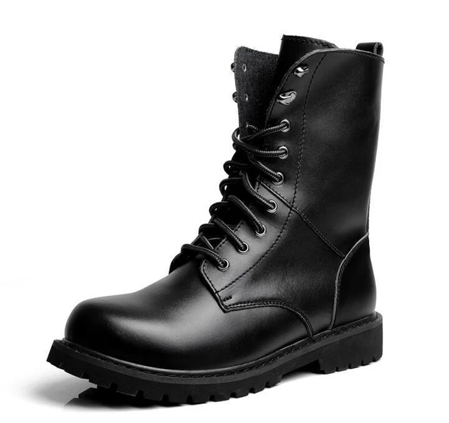 MEN HIGH TOP Motor Combat Oxfords Leather Military Army Ankle Boots