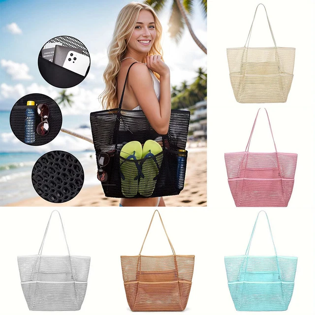 WAWSAM – Borsa A Rete Con Coulisse Per Bambini, Da Spiaggia O Nuoto, Con Tasche E Rifrangenti - 4
