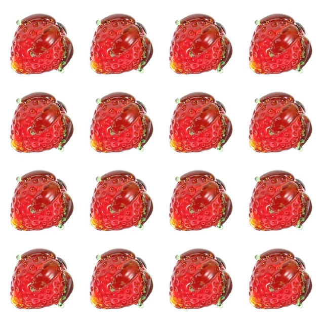90 Stück Mini Erdbeeren Aus Kunstharz - Flache Anhänger Für DIY, Schmuck, Deko