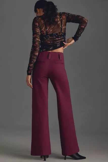 Anthropologie The Naomi Ponte Wide-Leg Flare Pants by Maeve size 4 plum new nwt 2