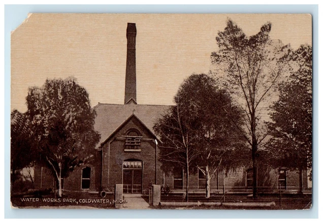 c1910's View Of Water Works Park Entrance Coldwater Michigan MI Antique Postcard