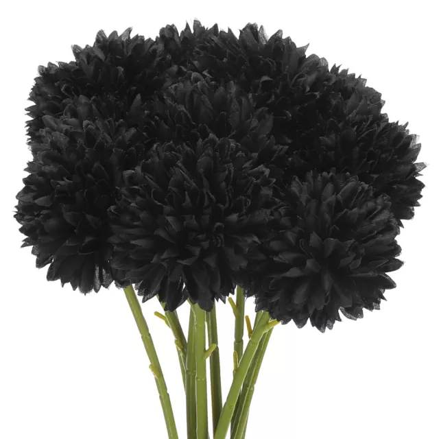 Artificial Flower Heads, Silk Chrysanthemum Hydrangea Black Faux Flowers 10Pcs