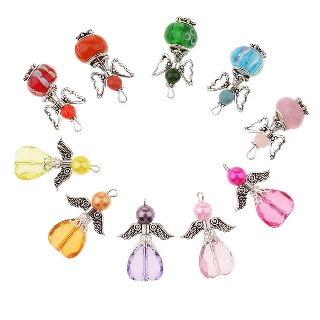 10 Stück Gemischt Silber Engel Schmetterling Flügel Charms
