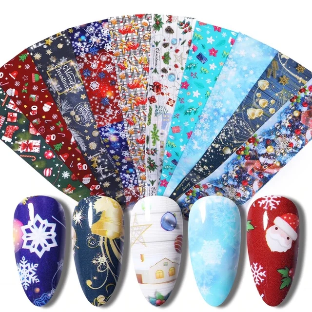10 MIXED CHRISTMAS  Nail Art Foils 💖 Nail Transfer Foil Decal Glitter Sticker