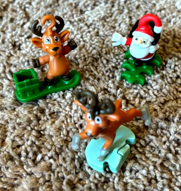 Kinder Joy Collectible Toy Christmas 2023 Lot 3 Holiday Figures Reindeer Santa