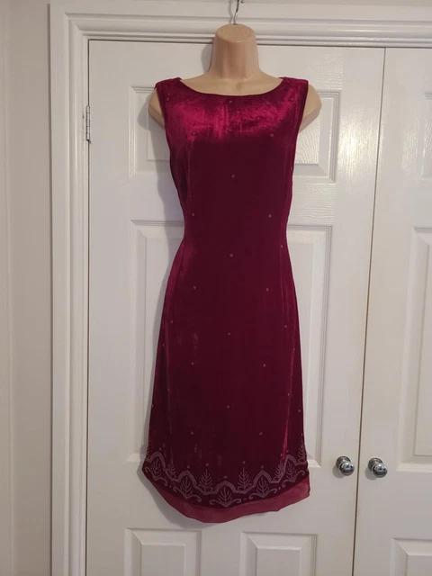 LAURA ASHLEY RED Velvet Beaded Occasion Dress Size 12 39.99 PicClick UK