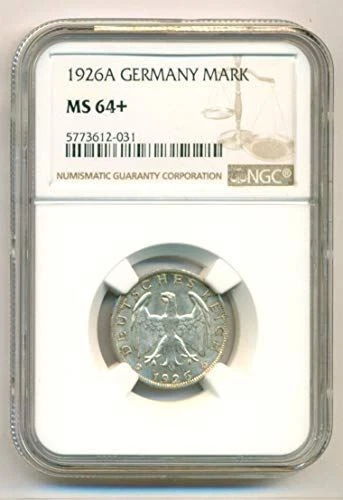 Germany Weimar Republic Silver 1926 A Reichsmark Unc MS64+ NGC