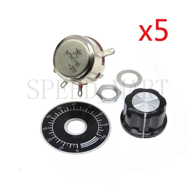 5 set WTH118-1A 2W 560Ω Ohm Rotary Potentiometer and MF-A03 Bakelite Knob