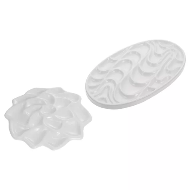 2 Pcs Blanche Imitation Porcelaine Palette Ondulée Céramique