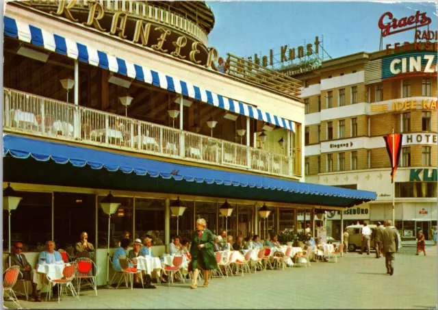 Vintage Continental Size Postcard Berlin Germasny Street Cafã' Scene