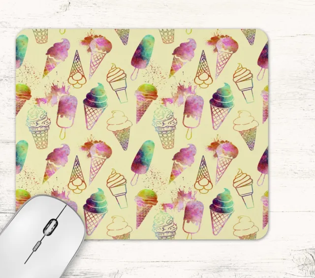 Yellow Ice Cream Cone All Over Print Mouse Pad Mat Neoprene Rectangle