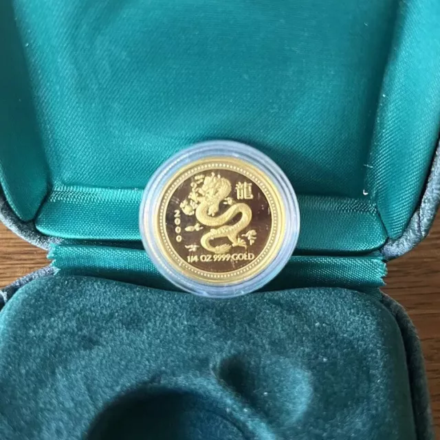 2000 Lunar Year of the Dragon 1/4oz Gold Proof Coin in Box - Perth Mint Series 1 3