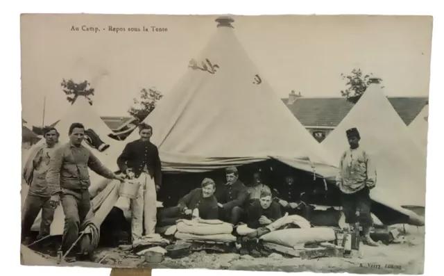 carte postale ancienne, Soldats au Repos, Camp de MAILLY 1916