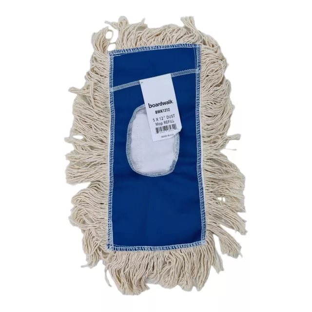 Boardwalk Dust Mop Head 5" x 12" Cotton White with Blue Headband