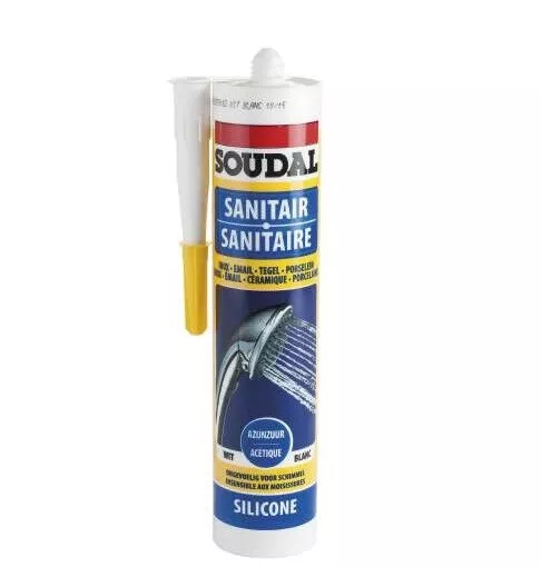 SOUDAL MASTIC SILICONE SANITAIRE BLANC CARTOUCHE 300 ML salle de bains baignoire