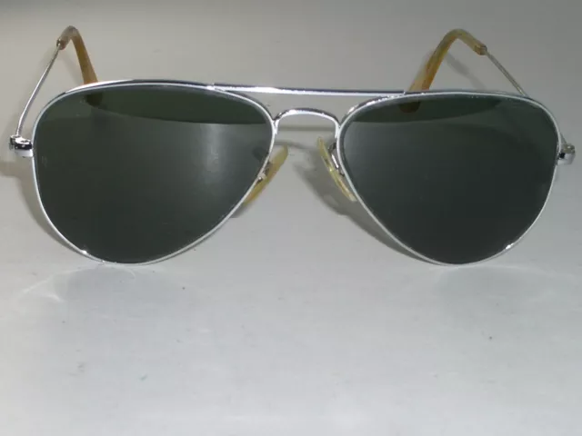52Mm Smallest Vintage B&L Ray Ban G15 Uv Glass Chrome Silver Aviator Sunglasses 52Mm Smallest Vintage B&L Ray Ban G15 Uv Glass Chrome Silver Aviator Sunglasses