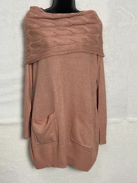 SOHO Womens Cowl Neck Midi Sweater Dress - Size S Long Sleeve