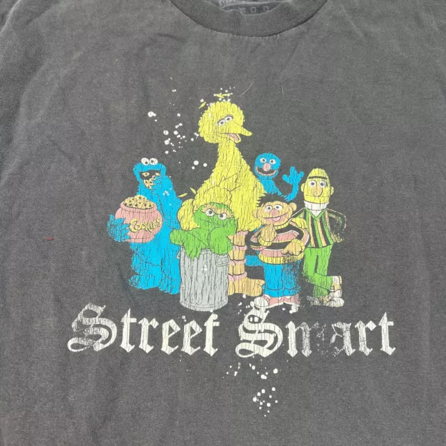 Sesame Street Shirt Mens Large Dark Gray Street Smart Big Bird Graphic EUC 2