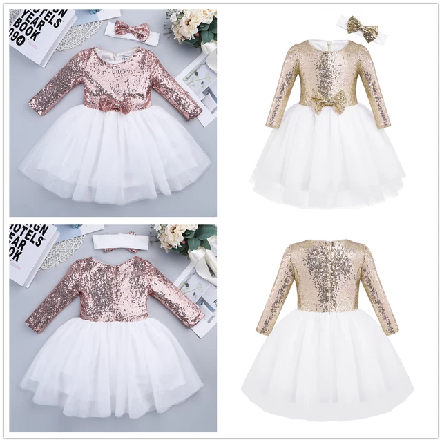 Abito principessa bambina con fiori paillettes bambino abito festa di nozze + set fascia