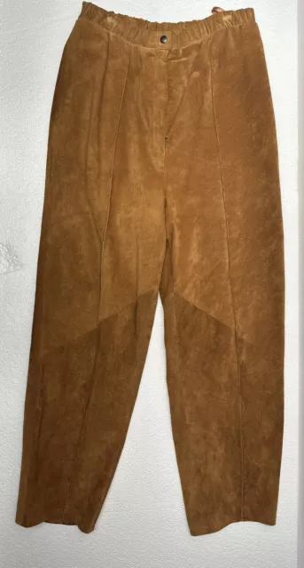 Pia Rucci Vintage 80s Brown Suede Leather High Rise Pants Size M