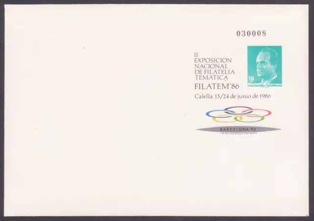 España Sobre Entero Postal Filatem 86 Edifil Nº 4 Año 1986 Nuevo