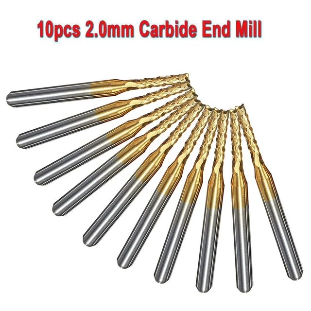10pcs 539326 Solide Carbure Fin Moulin 3.175mm 0.3cm Tige 2-Flute CNC Fraise