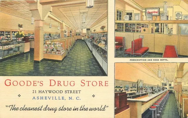 Postcard 1940s North Carolina Goode's Drug Store occupation 23-12222