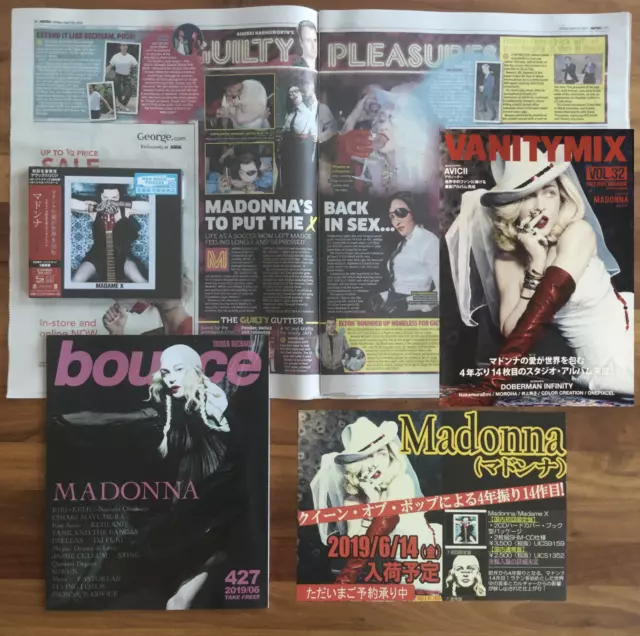 JAPAN BANNER+BOUNCE+VANITY MIX+PAPER CLIPPING+DLX 2x SHM-CD "MADAME X"! MADONNA