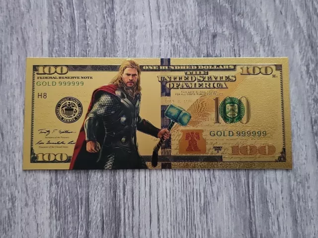 Marvel Thor Gold Foil Banknote 100 USD