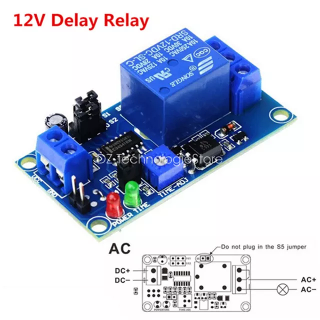 DC 12V Delay Relay Delay Turn on/Delay Turn off Timer Switch Module