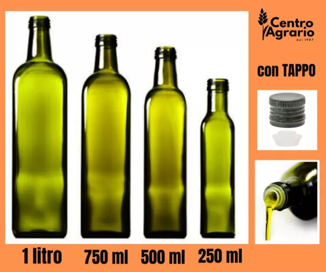 Bottiglie in vetro vuote per olio extravergine con tappi bottiglia tappo 1 litro