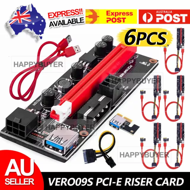 6X VER009S PCI-E Riser Card PCIe 1x to 16x USB3.0 Data Cable Bitcoin GPU Mining