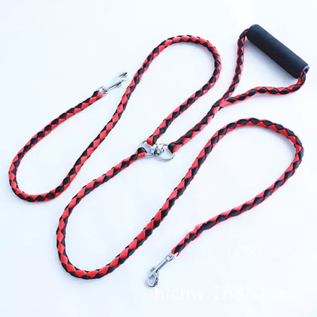 Padded Handle Dual Dog Leash Coupler Pet Puppy Training Walking Lead for 2 Dogs