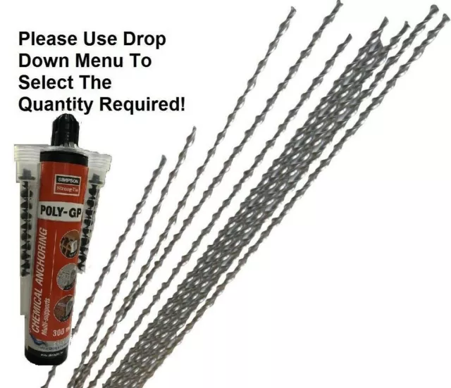 HELICAL BAR CRACK STITCHING MASONRY RESIN REPAIR 6mm x 1 METRE STAINLESS KITS