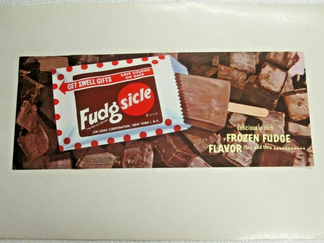 NOS Original  Ice Cream Parlor Small Paper Poster 1960 Fudgsicle