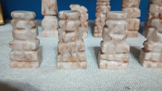 aztec marble chess pieces