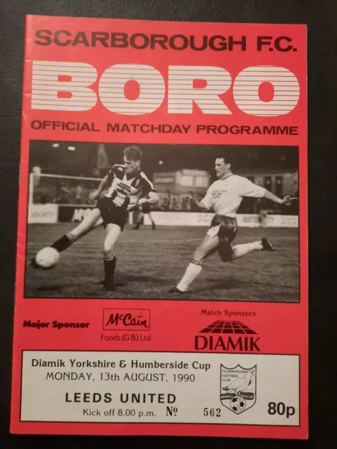 Scarborough  V Leeds United 90/91 Yorks & Humberside Cup