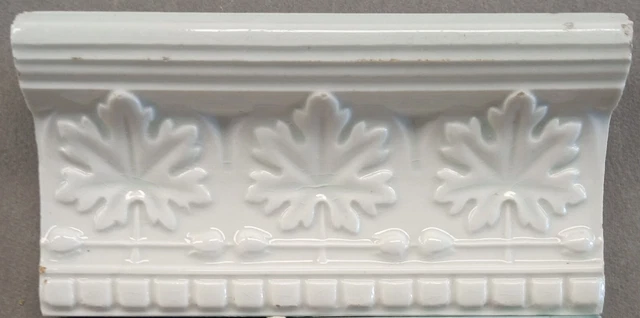 Azure White Bullnose 15 Antique Tiles Original Period recovered