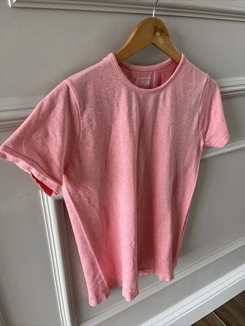 DUNNES STORES WOMEN S Gym Top Size Medium Pink Short Sleeve 3.95