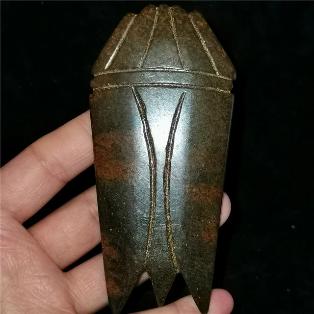 China,jade,rare,jadeite,hand-carved,pendant,hongshan culture,statue,cicada 002