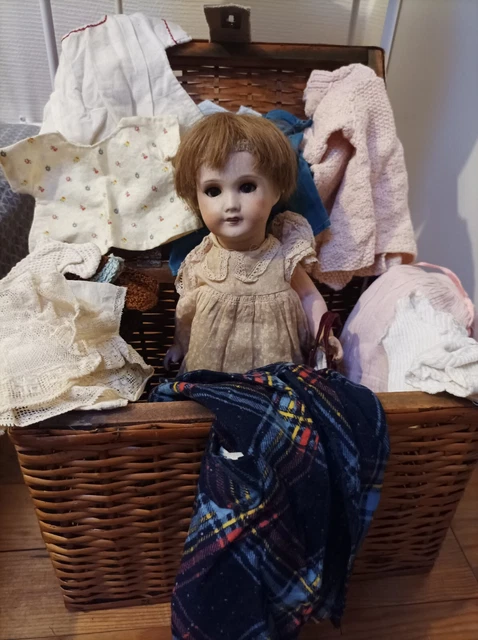Ancienne Poupée Tête Porcelaine – 35 Cm – Années 1930 – Fille Mode Personnage