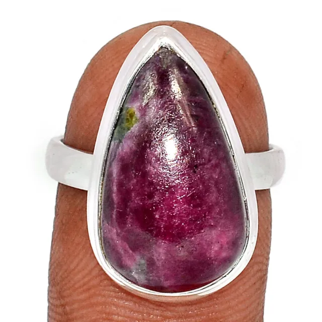 Natural African Ruby With Zoisite 925 Sterling Silver Ring Jewelry s.8 CR19783