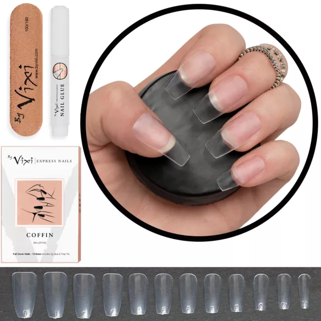 50-600x False Nails  STILETTO ✔ COFFIN ✔ OVAL ✔ SQUARE Natural & Opaque 💖 Vixi 3