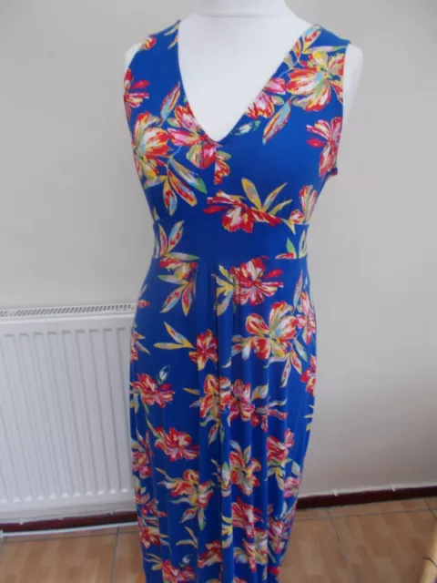 ladies maxi dress by BHS, uk size 16, blue red pink , sleeveless , viscose / ela