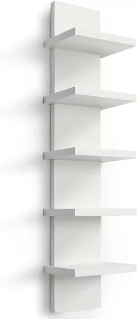 5 Tier Wall Shelf Unit,White Vertical Floating Shelf-Narrow Decorative Wall